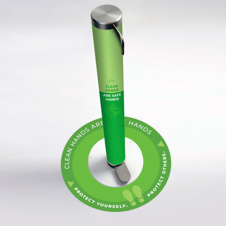 XtraSafe Sanitizer Dispenser Sleeve with Floor Graphic